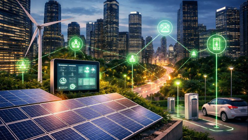 Soluções tecnológicas aplicadas por Matheus Vinicius Voigt para reduzir o desperdício de energia em grandes cidades.